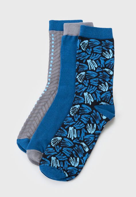 Calcetines Hombre Tripack Mix Azul Print Corona-0