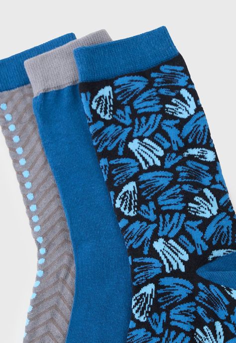 Calcetines Hombre Tripack Mix Azul Print Corona-1