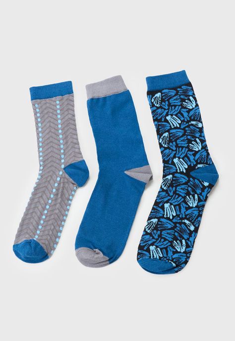 Calcetines Hombre Tripack Mix Azul Print Corona-2
