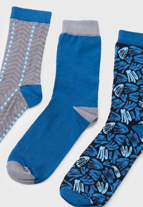 Calcetines Hombre Tripack Mix Azul Print Corona-3