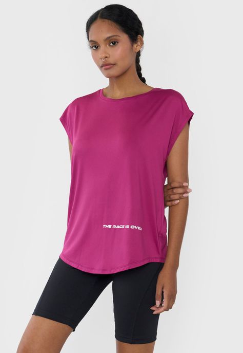 Polera Mujer Deportiva Amplia Fucsia Corona-0