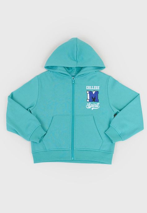 Poleron Niño Kids Zipper Turquesa Corona-0