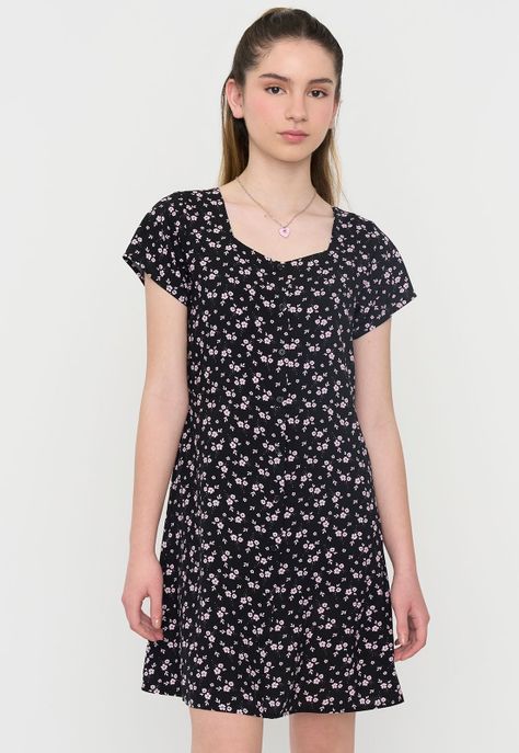 Vestido Niña Teen Viscosa Negro Corona-0