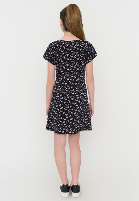 Vestido Niña Teen Viscosa Negro Corona-1