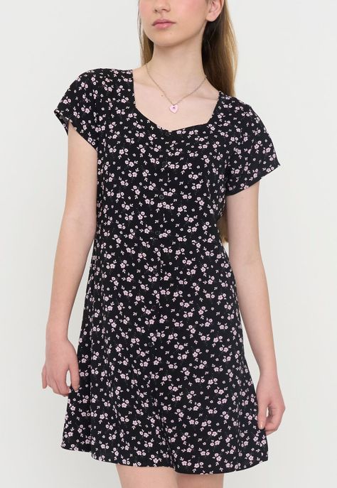 Vestido Niña Teen Viscosa Negro Corona-2