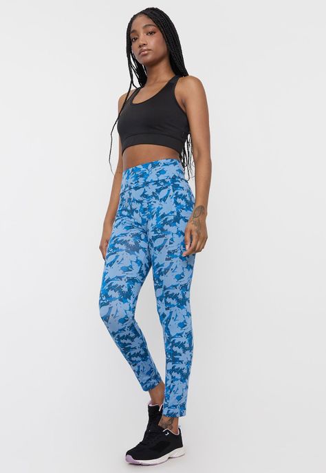 Calza Deportiva Mujer Skinny Full Print Azul Corona-3