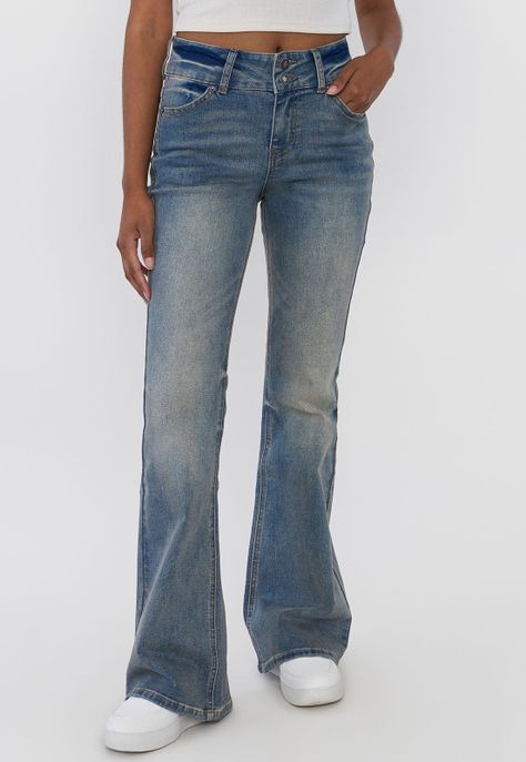 Jeans Mujer Flare Fit 2 Botones Azul Medio Corona-1