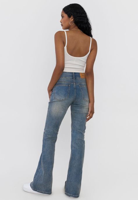 Jeans Mujer Flare Fit 2 Botones Azul Medio Corona-2