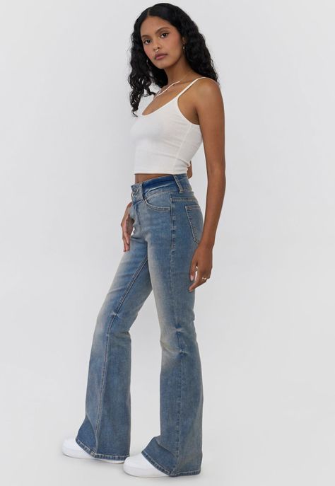Jeans Mujer Flare Fit 2 Botones Azul Medio Corona-3
