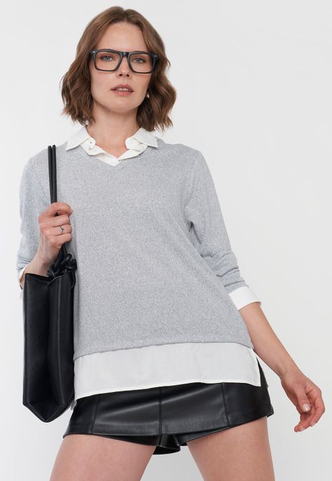 Sweater Mujer Camant Blusa Gris Corona-0
