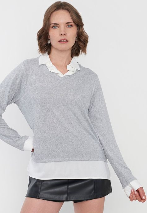 Sweater Mujer Camant Blusa Gris Corona-2