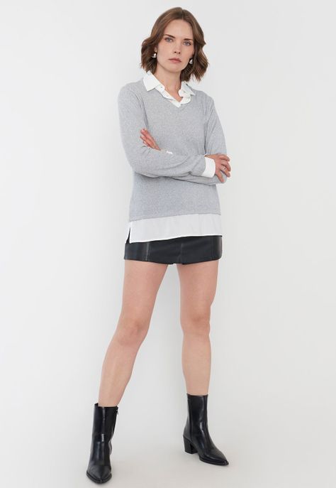 Sweater Mujer Camant Blusa Gris Corona-3