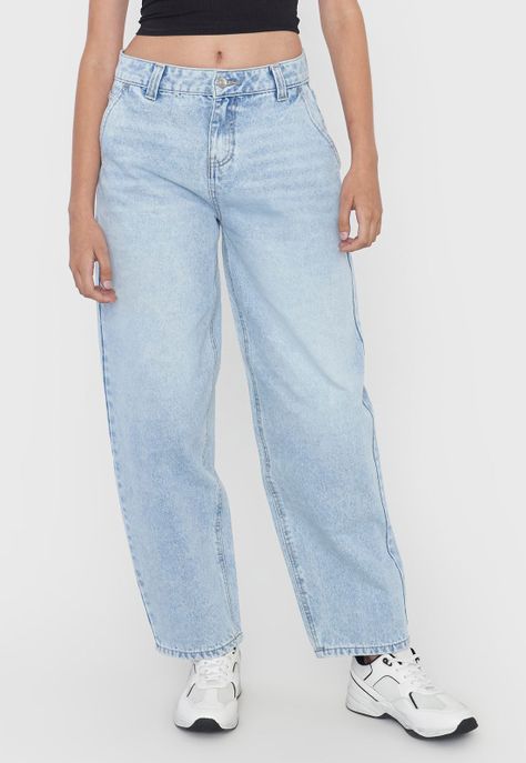 Jeans Mujer Balloon Fit Azul Claro Corona-1