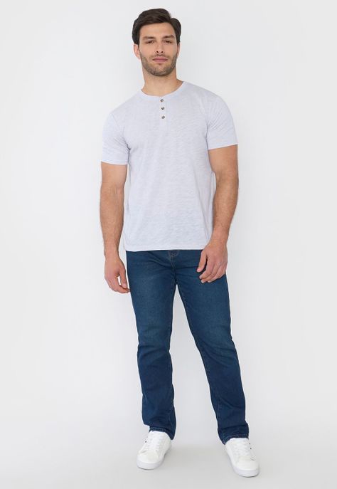 Polera Hombre Henley Slub Gris Corona-3