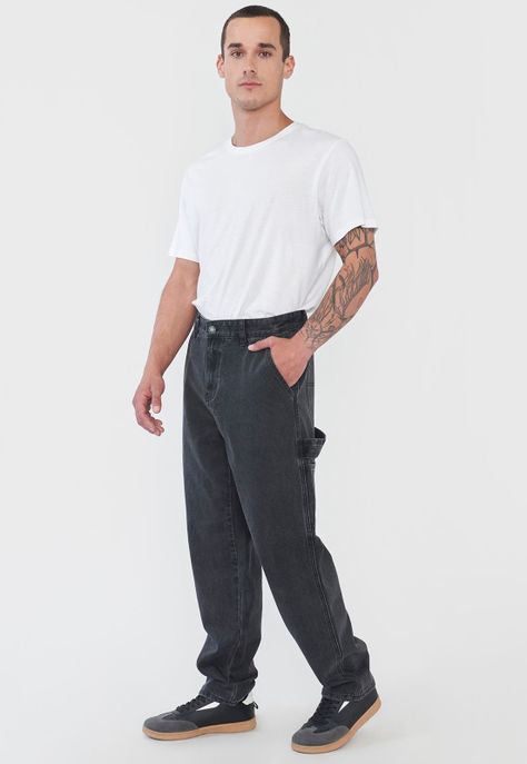 Jeans Hombre Carpenter Color Negro Corona-3