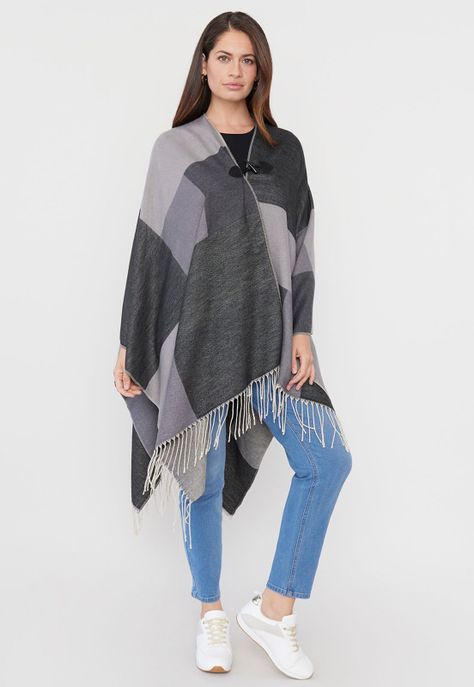 Ruana Mujer Gris Corona-3