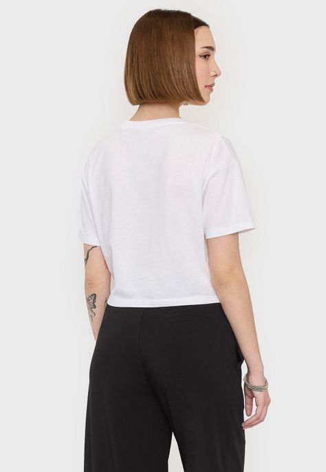 Polera Mujer Fun Manga Corta Crop Blanco Animal Corona-2