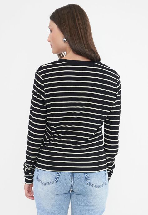 Sweater Mujer Cárdigan Líneas Blancas Corona-1