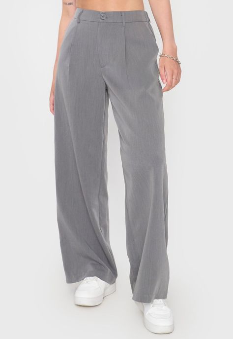 Pantalón Mujer Wide Leg Gris Corona-1
