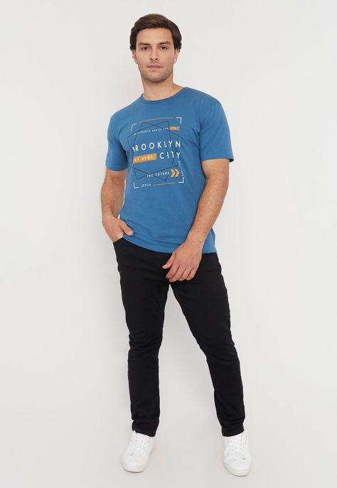 Polera Hombre Fun Focal Print  Navy Corona-3