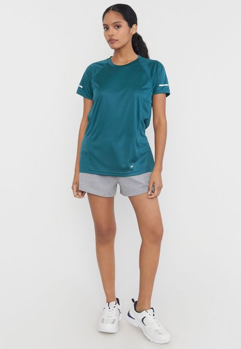 Polera Mujer Deportiva Poliéster R-Neck Petrol Corona-3