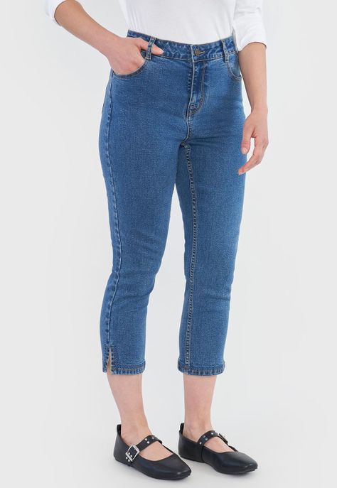 Jeans Mujer Pescador Straight Fit Azul Medio Corona-1