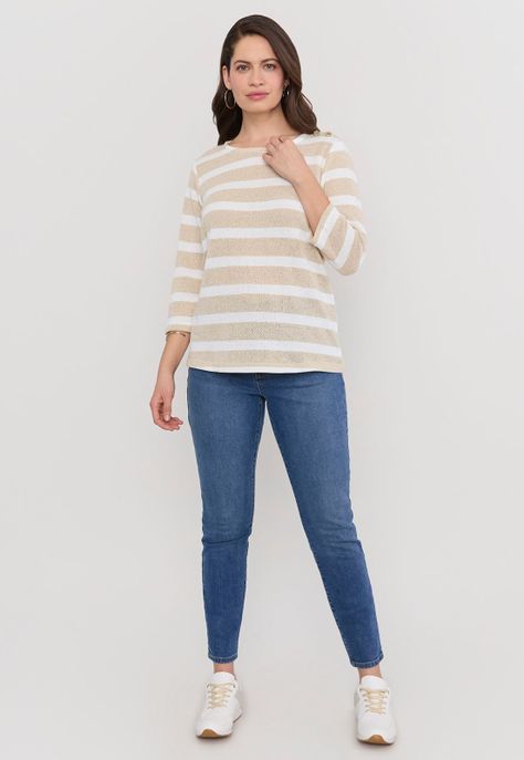Sweater Mujer Cerrado Botones Líneas Colección Corona-3