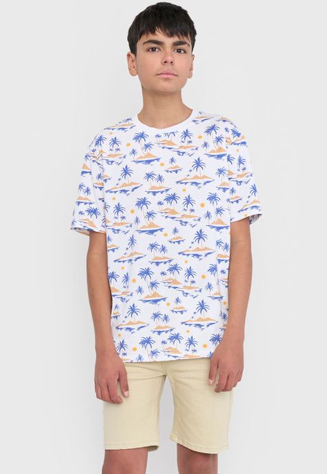 Polera Niño Teen MC Full Blanco Corona-0