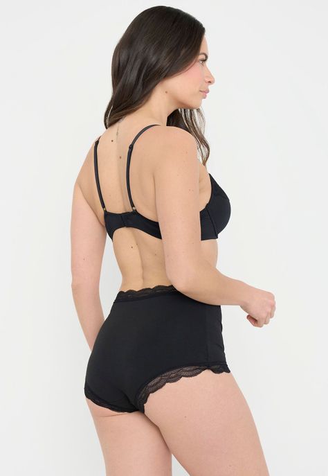 Pack Calzón Mujer Alto Cotton Negro- Blanco Corona-1