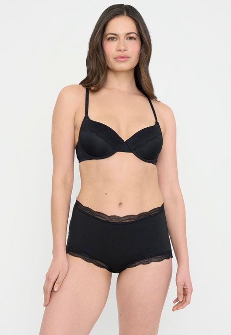 Pack Calzón Mujer Alto Cotton Negro- Blanco Corona-3