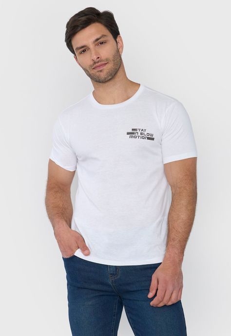 Polera Hombre Focal Print Color Blanco Corona-0