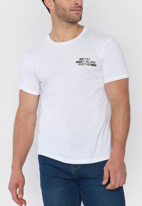 Polera Hombre Focal Print Color Blanco Corona-2