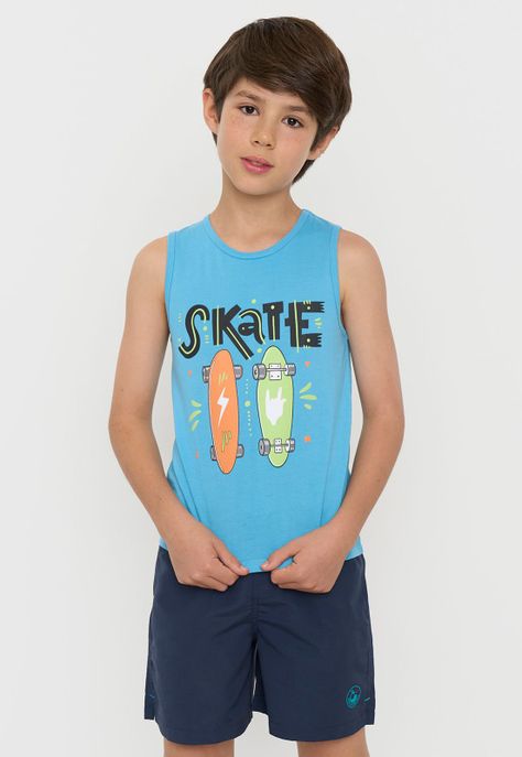 Polera Niño Kids Tank Celeste Corona-0