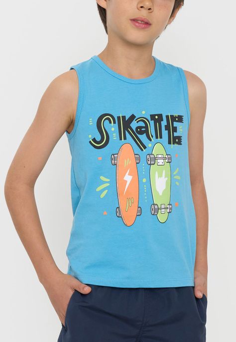 Polera Niño Kids Tank Celeste Corona-2