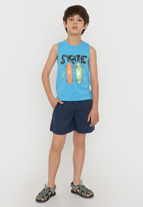 Polera Niño Kids Tank Celeste Corona-3