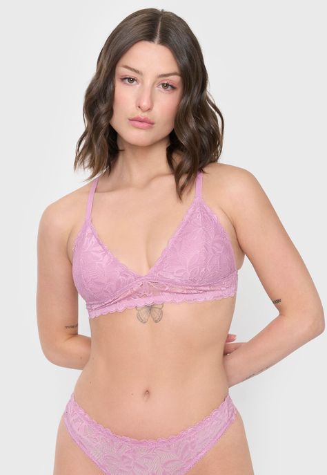 Bralette Mujer Encaje Malva Corona-0