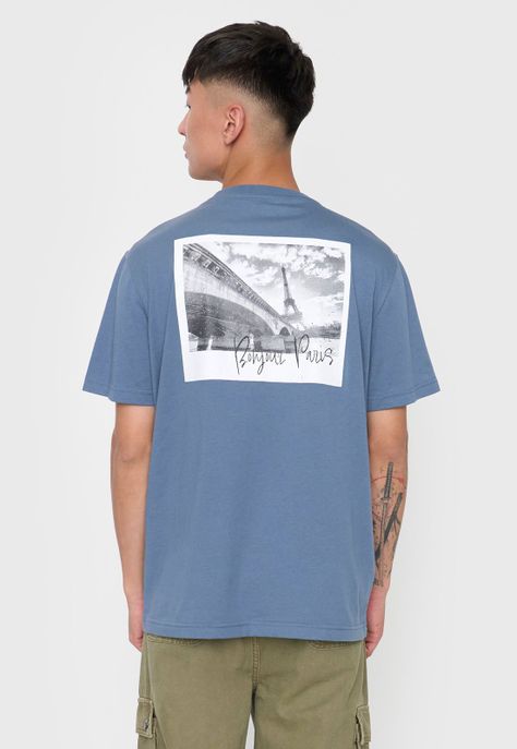 Polera Hombre Fun Photoprint Color Azul Medio Corona-1