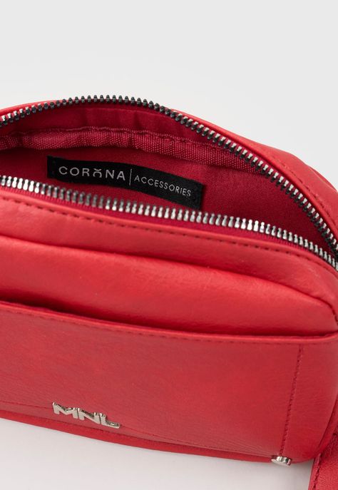 Bandolera Mujer Ecocuero Rojo Corona-3