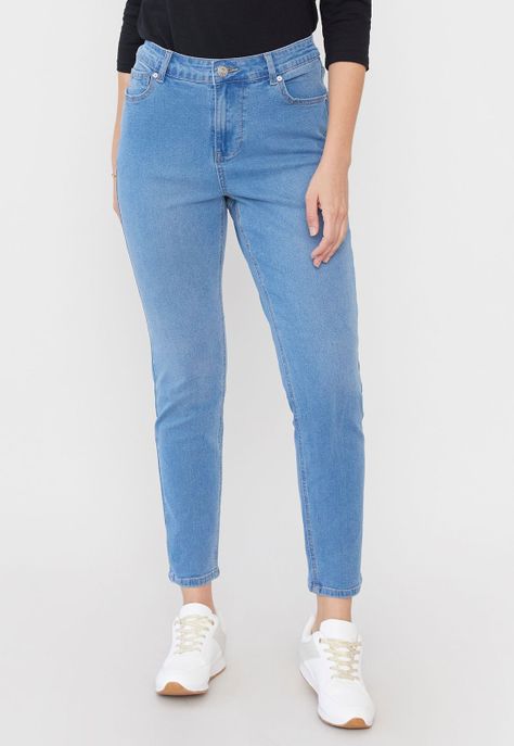 Jeans Mujer Skinny 1 Boton Azul Claro Corona-1