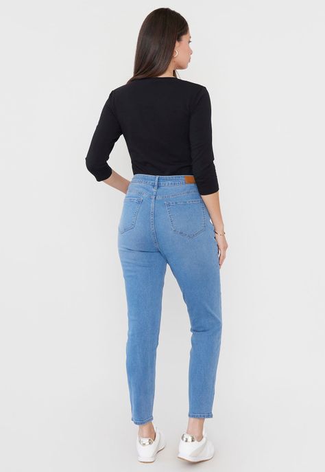 Jeans Mujer Skinny 1 Boton Azul Claro Corona-2