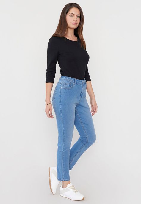 Jeans Mujer Skinny 1 Boton Azul Claro Corona-3