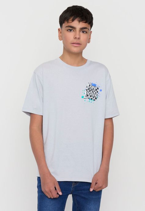 Polera Niño Teen Mc Focal Pecho Gris Corona-0