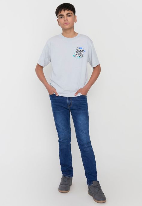 Polera Niño Teen Mc Focal Pecho Gris Corona-3