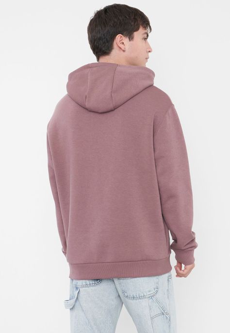 Polerón Hombre Hoodie Snap Y Print Malva Corona-1