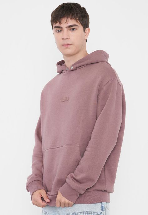Polerón Hombre Hoodie Snap Y Print Malva Corona-2