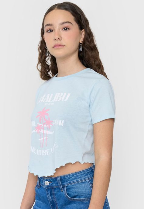 Polera Niña Teen MC Fun Roulette Celeste Corona-2