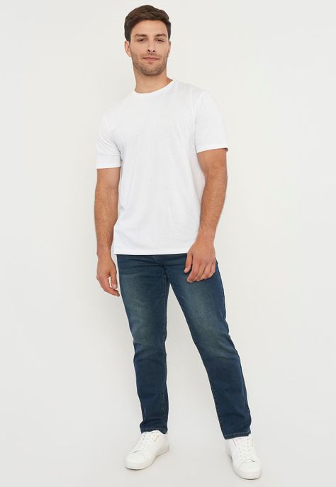 Jeans Hombre Straight Fit Azul Clásico Corona-0