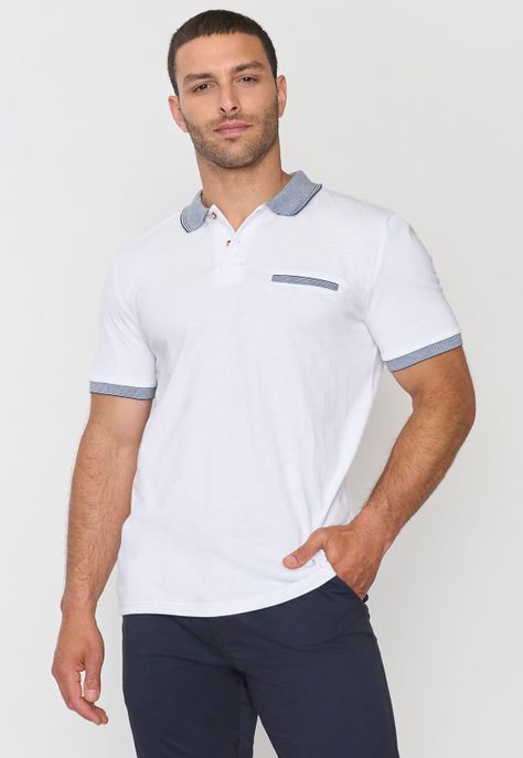 Polera Hombre Preppy Blanco Corona-0