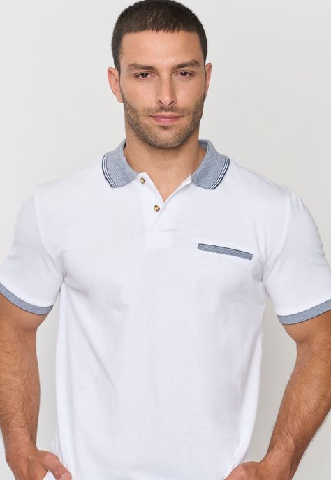 Polera Hombre Preppy Blanco Corona-2
