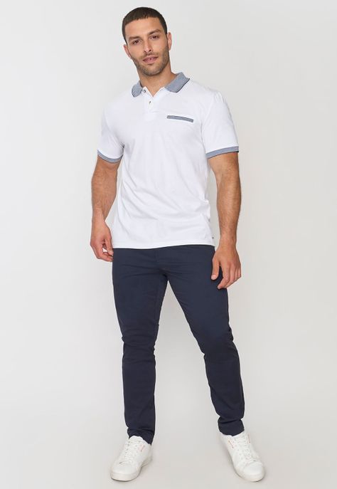 Polera Hombre Preppy Blanco Corona-3